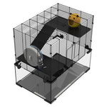 Cage hamster cage rongeur 3 niveaux avec roue rampes maisonnette abreuvoir mangeoire 60L x 40l x 54,5H cm noir