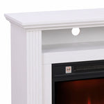 Cheminée Électrique 1800 W, Effet Flamme à 3 Niveaux de Luminosité, Fausse Cheminée avec Manteau, Effet Bois Blanc