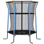 Trampoline pour enfant 1,22 x 1,11 x 1,9 m filet de sécurité porte zippée 6 poteaux rembourrés inclus bleu noir