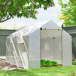 Invernadero de jardín tipo túnel 2 x 3 m, 6 m² con puerta enrollable, 4 ventanas, - Acero galvanizado PE Alta densidad Blanco