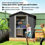 Abri de jardin en métal grand espace de rangement extérieur avec portes coulissantes 194 x 107 x 191 cm gris foncé