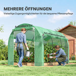Serra a tunnel da giardino 6 m² 3 x 2 m con 1 porta + 2 pareti laterali avvolgibili con cerniera, 6 finestre, verde