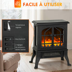 Cheminée électrique avec effet flamme 3D, 1800/900 W, fausse cheminée décorative, thermostat réglable, 39x24x48cm, noir-5