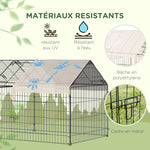 Clôture pour petits animaux cage pour animaux domestiques cadre en métal galvanisé 4 piquets de sol noir et beige