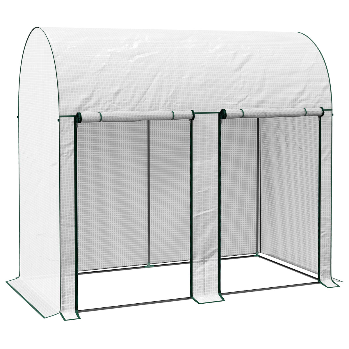 Serre de jardin 2 m² dim. 2L x 1l x 1,78H m 2 Portes zippées enroulables Acier PE Haute densité 140 g/m² Anti-UV blanc