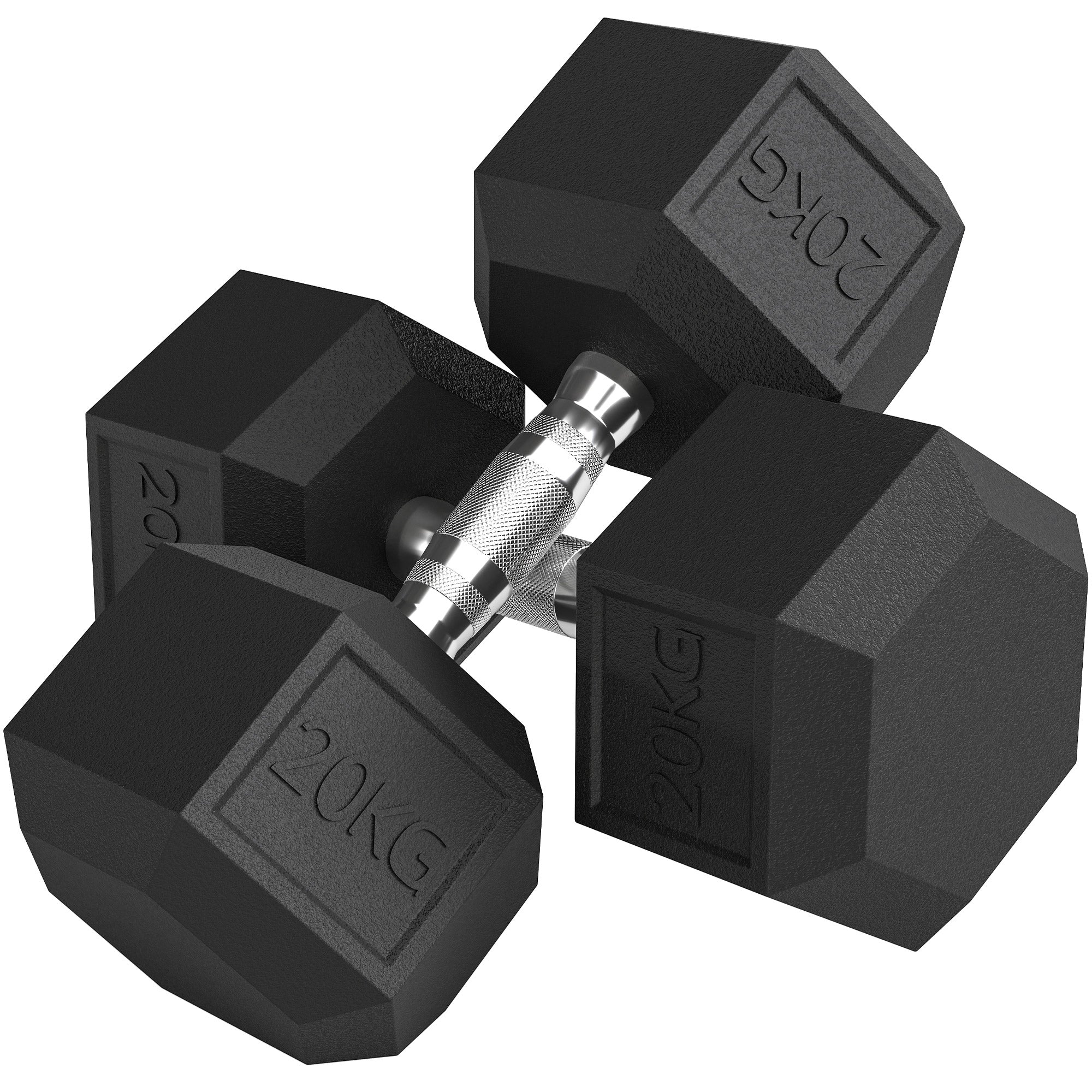 2er-Set Kurzhanteln 40 kg, Hexagon-Hantel für Muskeltraining & Gewichtheben, Schwarz
