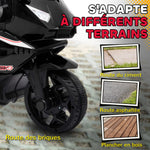 Moto électrique enfants, moto à batterie 6 V avec effets lumineux et sonores, roues d'entraînement, 75x36x49cm, noir
