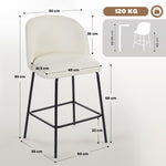 Set di 2 Sgabelli da Bar, Sedie da Bar, Poggiapiedi e Schienale, Tessuto Effetto Lino, Altezza Seduta 68cm, Crema