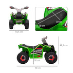 Elektro-Quad für Kinder, 6V-Batteriefahrzeug mit Vorwärts- und Rückwärtsgang, 70L x 41,5B x 48,5H cm, Grün