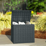 Coffre de rangement extérieur 97L avec poignées encastrées, malle de rangement extérieur étanche 56x41x50cm, gris foncé
