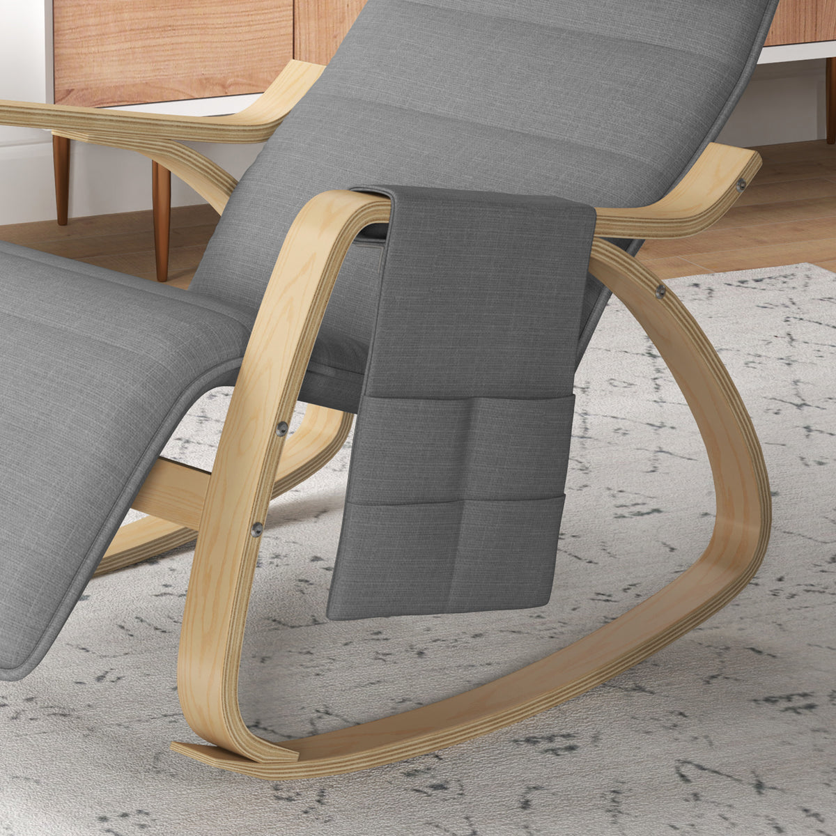 Fauteuil relax à bascule fauteuil allaitement avec repose-pieds réglable, poche latérale et appui-tête, gris