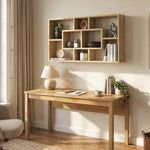 Étagère murale bibliothèque 8 cubes, meuble de rangement, design moderne, 85 x 14,5 x 47,5 cm, chêne