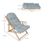 Fauteuil Chaise de Salon Pliable et inclinable en Bois Fauteuil Relax Confortable avec Coussin capitonné épais