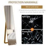 Grand miroir pleine longueur rectangulaire, 37 x 160 cm - miroir sur pied ou mural - pour chambre à coucher, salon et dressing, noyer clair