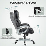 Chaise de bureau fauteuil de bureau avec fonction bascule roulettes pivotantes 360° 66 x 75,5 x 115,5-124,5 cm noir