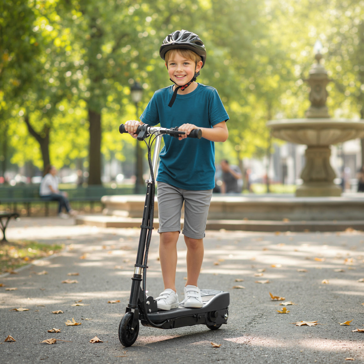 Klappbarer Elektroroller für Kinder ab 7 Jahren, 120W, max. Geschwindigkeit 12 km/h, 74x36x82,5-92,5 cm, Schwarz