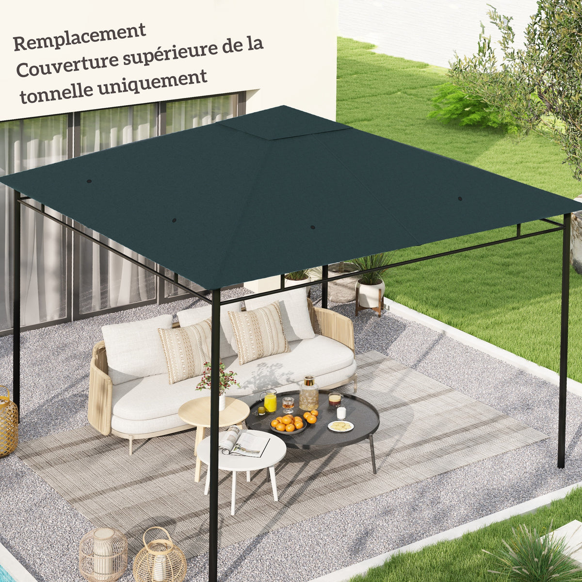 Toile de rechange pour pavillon tonnelle tente toit de remplacement gazebo de jardin tissu polyester 180 g/m²