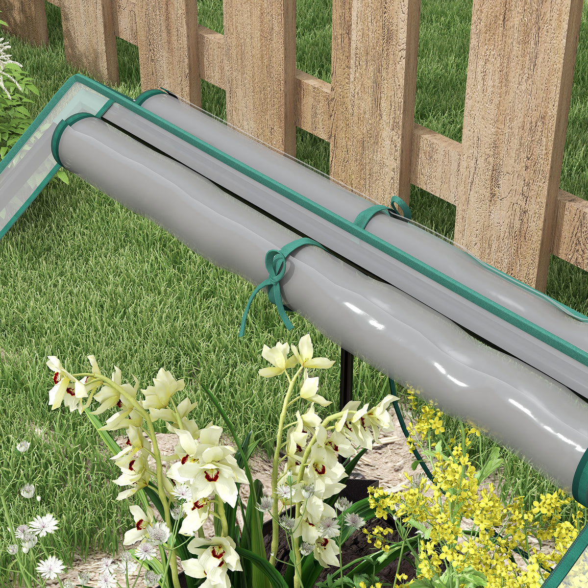 Carré potager de jardin avec mini serre, jardinière surélevée en acier galvanisé, 70 x 70 x 90 cm, gris foncé