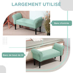 Banc Entrée Bout de Lit Rembourré pour Chambre à Coucher, Tissu à Voile, vert, 102 x 36 x 51 cm