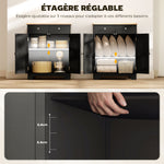 Meuble de rangement buffet salon avec placards, 2 tiroirs et étagères réglables, 68x40,3x85cm, noir et bois naturel