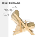 Fauteuil Chaise de Salon Pliable et inclinable en Bois Fauteuil Relax Confortable avec Coussin capitonné épais - 71 x 89 x 96 cm marron clair