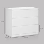 Commode 3 tiroirs, Meuble de rangement épuré pour chambre, intérieur, 80l x 39P x 73H cm