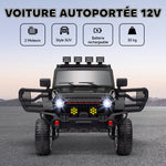 Voiture électrique enfants UTV avec télécommande 2,4G, 2 moteurs 12 V, musique, klaxon, lumières LED, 100x63x65cm, noir
