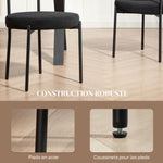 Lot de 4 chaises de salle à manger avec dossier en tissu pieds en acier 51 x 51 x 76 cm noir