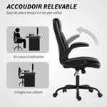 Fauteuil de bureau, chaise bureau ergonomique avec accoudoirs relevables, hauteur réglable, fonction de bascule, noir