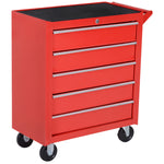 Chariot à outils sur roulettes pour atelier avec 5 tiroirs verrouillable 2 clés acier 69 x 33 x 75 cm rouge