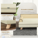 Canapé pour chien chat design scandinave coussin moelleux amovible pieds bois massif 100 x 62 x 32 cm beige
