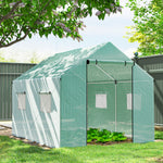 Serre de jardin tunnel 2 x 3m, 6m² avec porte enroulable, 4 fenêtres, - Acier galvanisé PE Haute densité Vert