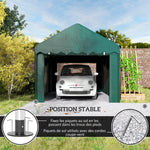 Tente garage carport 3 x 6m Auvent de voiture robuste avec 2 portes enroulables, toile 200g PE, vert