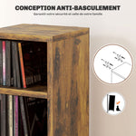 Rangements pour CD et DVD avec 12 compartiments, capacité max. 204 CD, 21 x 20 x 175 cm, brun rustique