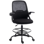 Chaise Bureau Ergonomique avec Soutien Lombaire Réglable, Chaise de Dessin en Maille, Accoudoirs Relevables, Noir