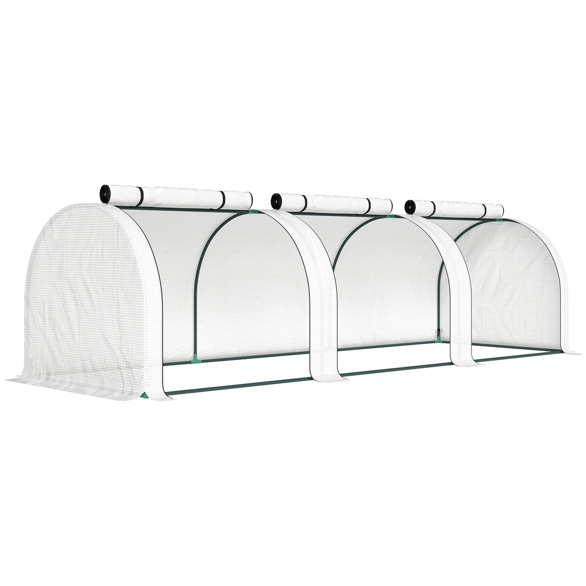 Mini Serre de Jardin Serre à tomates 3L x 1l x 0,8H m Acier PE Haute densité 140 g/m² Anti-UV 3 fenêtres Blanc