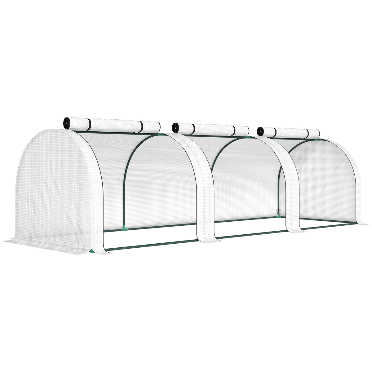 Mini Serre de Jardin Serre à tomates 3L x 1l x 0,8H m Acier PE Haute densité 140 g/m² Anti-UV 3 fenêtres Blanc
