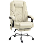 Fauteuil de bureau massant et chauffant hauteur réglable dossier inclinable télécommande repose-pieds rétractable beige