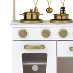 Cuisine Enfant en Bois, Dinette Cuisine Enfant avec Ustensiles en Acier Inoxydable, pour 3 à 6 Ans, 74x29x81cm, Blanc