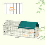 Parc enclos cage lapin extérieur structure acier avec protection solaire et portes verrouillables 185 x 75 x 75 cm vert