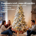 Sapin de Noël Artificiel 180 cm Arbre de Noël Lumineux Enneigé, Branches Articulées, Lumière 350 LEDs, Vert et Blanc