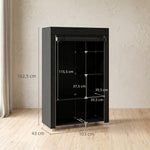 Armoire penderie multi-rangement - 6 étagères, 1 barre - non tissé noir