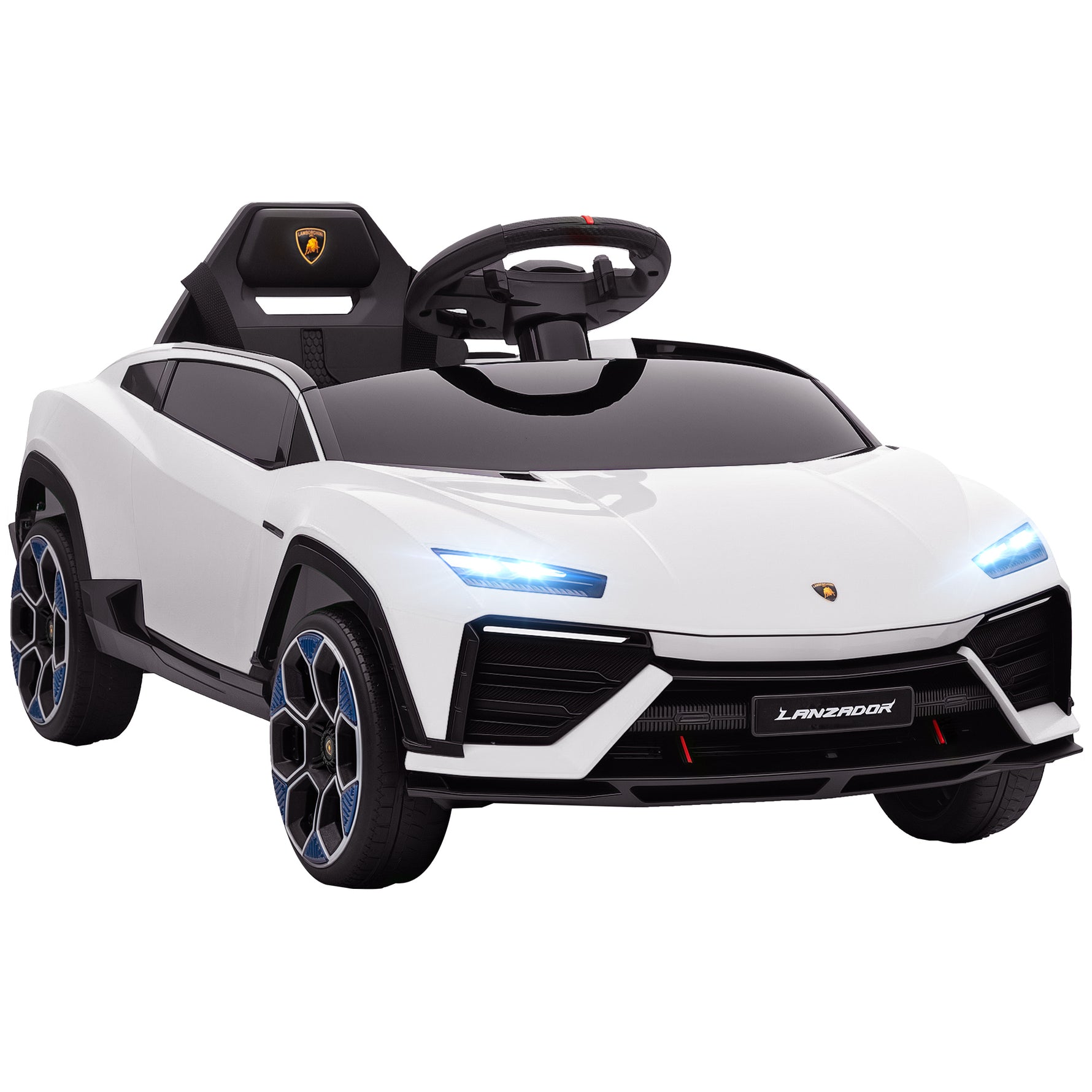 Voiture électrique enfant véhicule électrique Lamborghini 12V télécommande 2,4G et 2 moteurs vitesse max. 4 km/h blanc
