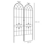 Lot de 2 treillis de jardin, support pour plantes grimpantes en métal, 50L x 181H cm, noir