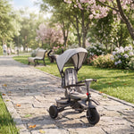 Tricycle bébé évolutif 6 en 1, tricycle enfant pliable avec poignée parentale réglable, siège pivotant 360°, gris