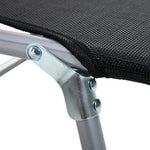 Bain de soleil transat chaise longue inclinable pliable avec oreiller dossier réglable sur 5 niveaux noir