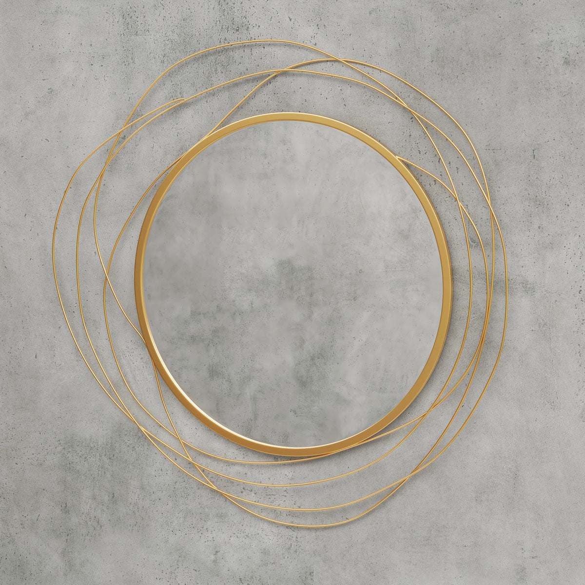 Miroir rond en métal filaire doré, décoration style moderne, diamètre Φ65 cm