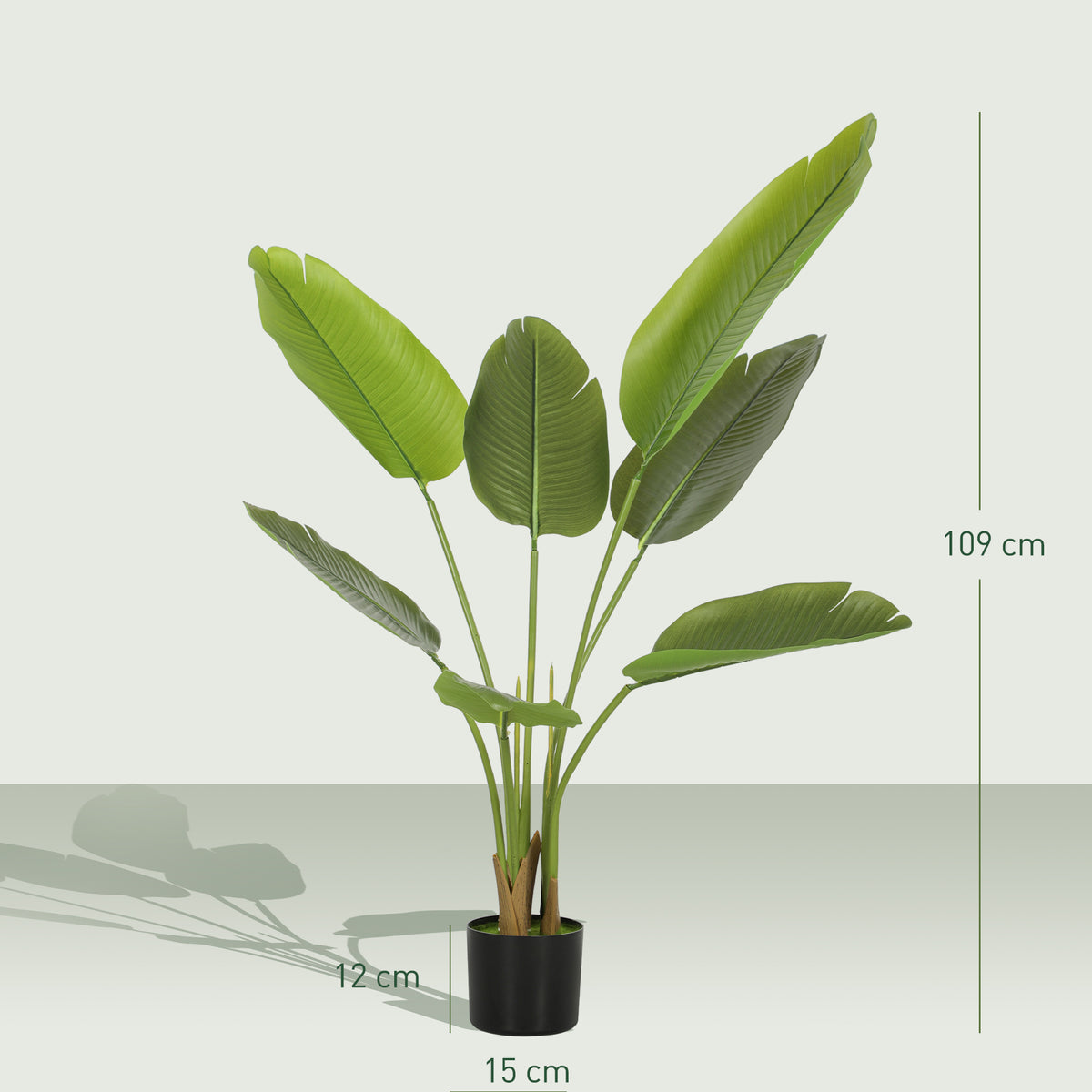 Plante artificielle intérieure 109 cm, arbre artificiel avec pot en plastique et terreau floqué, vert