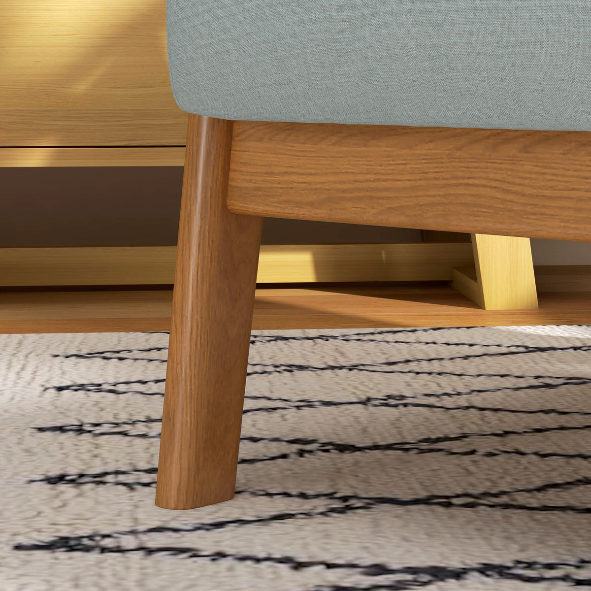 Fauteuil de salon avec cadre en bois massif fauteuil lounge - assise profonde - accoudoirs - lin synthétique gris clair