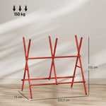 Robuuste opvouwbare stalen schraag, draagvermogen 150 kg, in hoogte en breedte verstelbaar, 102,5 x 71 x 101 cm, rood